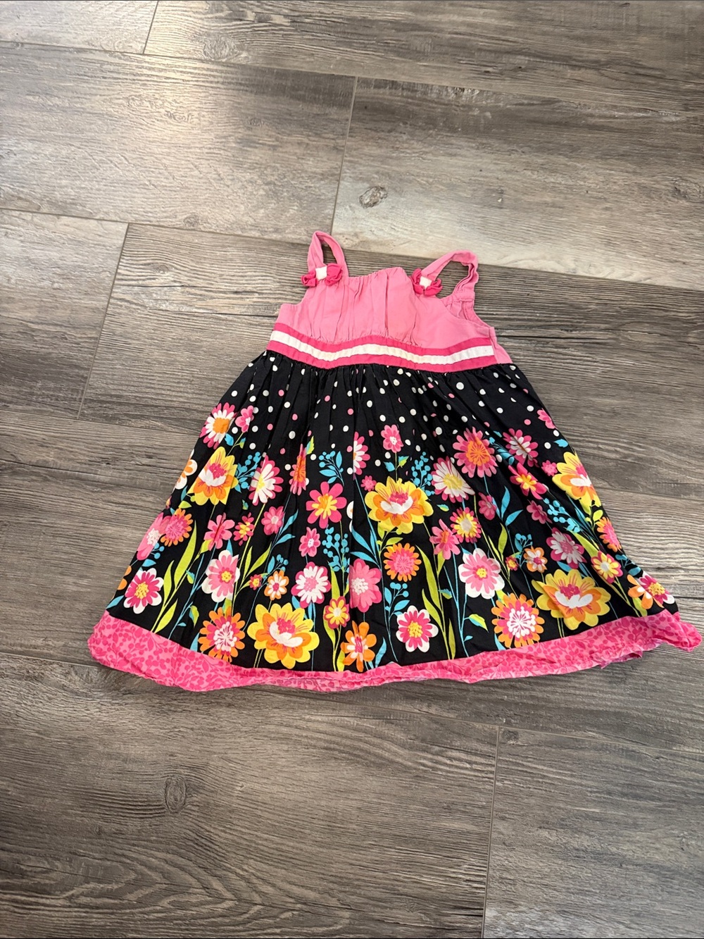 Jenny & Me Girls Pink & Black Floral Sundress